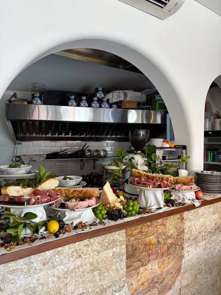 Antipasti on the counter of Artista Cucina